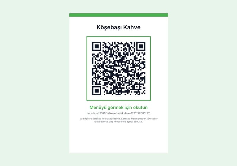 Logolu QR'lı A6 masa kartı